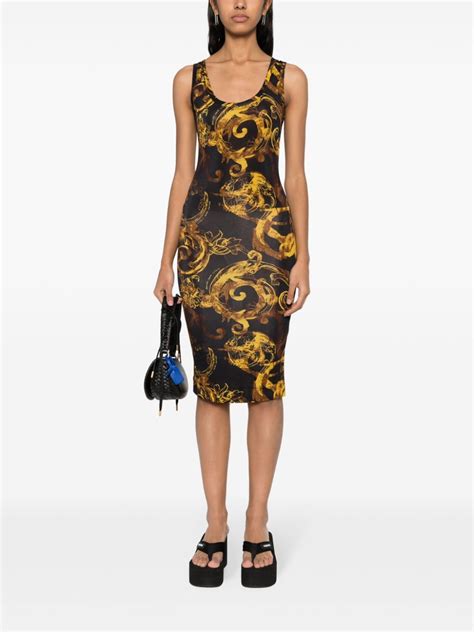 versace jeans couture garland printed mesh midi dress|Versace couture jeans.